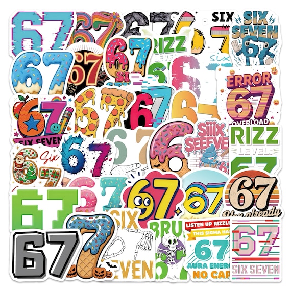 54 pcs 67 kid Themed Sticker Sheets - PVC Waterproof, Viral 67 Kid Party Favor Gift