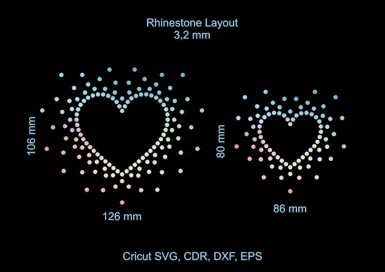 Heart Vector Rhinestone Rhinestone Heart Layout (3.2 MM) - Digital Download - Etsy