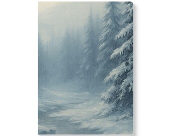 Snowy Pine Forest Softcover Journal | Winter Landscape Notebook
