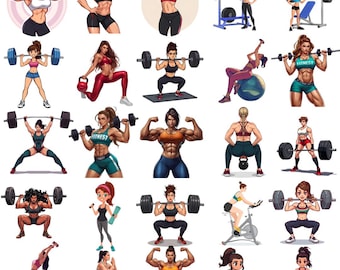 25 Fitness Girl Bundle | Workout Woman Designs | Gym Motivation Sublimation | Active Lifestyle Graphics