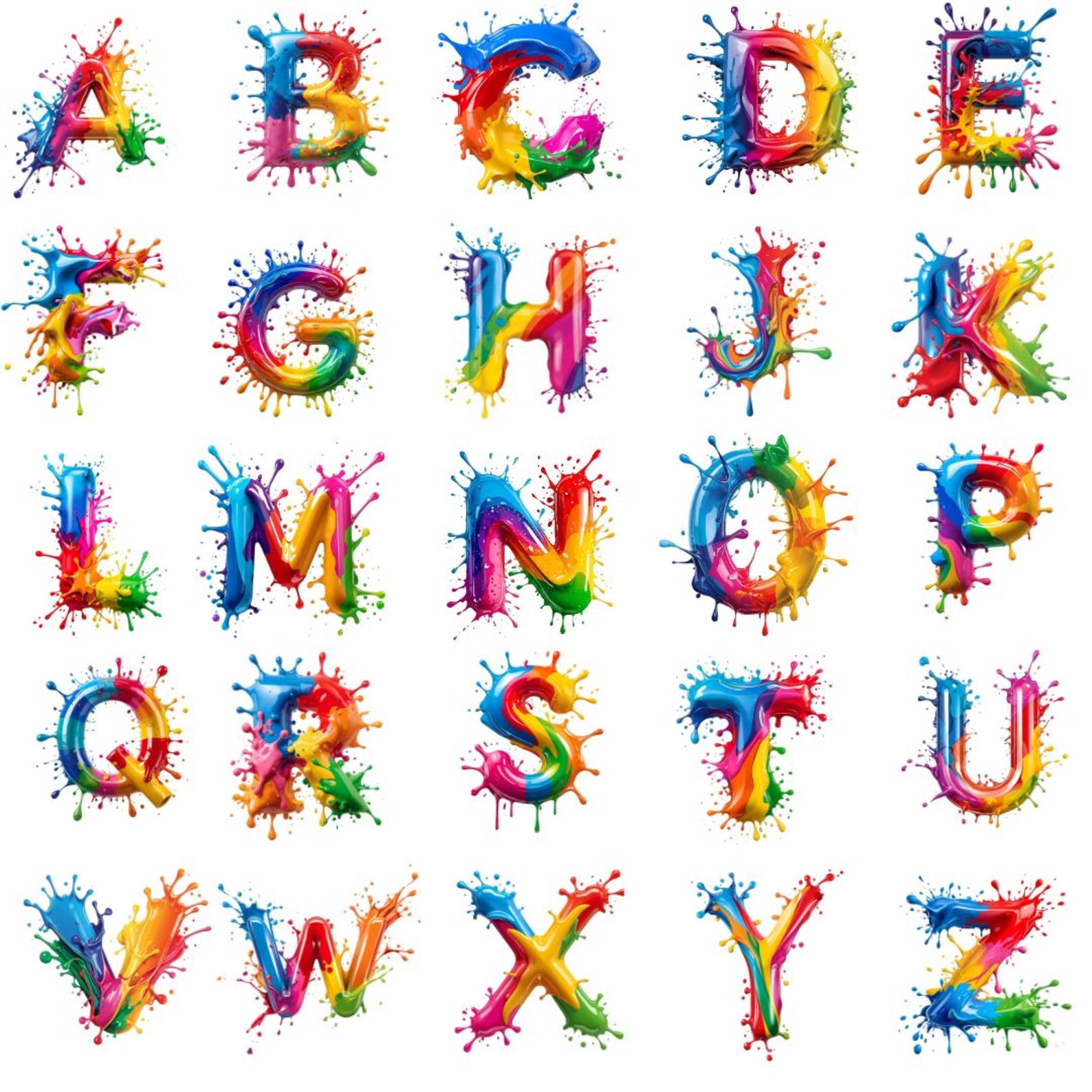 Rainbow Alphabet PNG Bundle | Kids Learning Letters (digital Download ...