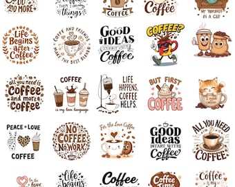25 Coffee Quotes Bundle | Funny Sayings | Caffeine Lover Designs | Coffee Sublimation | Barista Quote Graphics