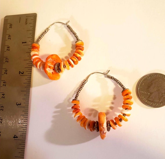 Spiny Oyster Post Double Hoop Earring