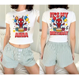 Camiseta vintage personalizada de Spiderman para cumpleaños de niño, camiseta de Disney Marvel Avengers, camiseta de Spiderman de Marvel, viaje de cumpleaños de Disney 2026, camiseta de Spiderman imagen 12