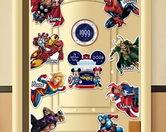 Disney Destiny Magnet, Personalized Day at Sea Disney Cruise Door Magnet, Avengers, Marvel, DC Comic, Thor, Spiderman, Hulk, Super Heroes