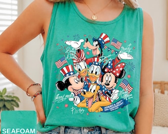 Comfort Colors USA Mickey And Friends Tank Top, Disney Patriotic Mickey And Friends Tank, Disneyland 4th Of July Tank Top, WDW Tank Top