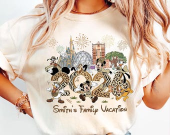 Personalized Disney trip 2026 Animal Kingdom shirts, WDW Disney World magic Kingdom Family group shirts, Mickey & friends Safari Shirt