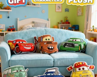 Personalized Cars Characters Pillow, Custom Lightning McQueen, Mater Pillow, Kids Cars Pillow, Cartoon Pillow Gift, Boys Room Decor