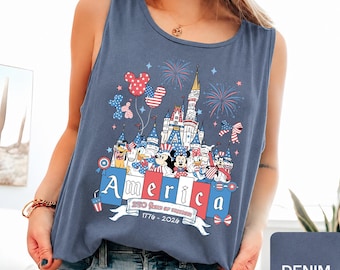 Débardeur Mickey et ses amis 4 juillet, débardeur Mickey Disney Independence Day, débardeur 250e anniversaire des États-Unis