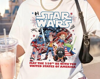 Retro Star Wars Toy Story 250 Years of America T-shirt, USA 1776 2026 Star Wars Characters shirts, May The 250th Be With You Tee