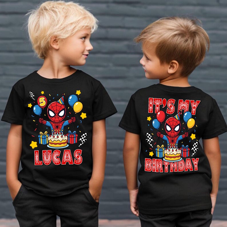 Camiseta vintage personalizada de Spiderman para cumpleaños de niño, camiseta de Disney Marvel Avengers, camiseta de Spiderman de Marvel, viaje de cumpleaños de Disney 2026, camiseta de Spiderman imagen 2