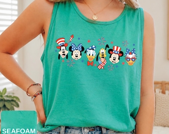 Comfort Colors Mickey And Friends 4th July Tank Top, Mickey Disney Independence Day Tank Top, USA 250th Anniversary Tank Top