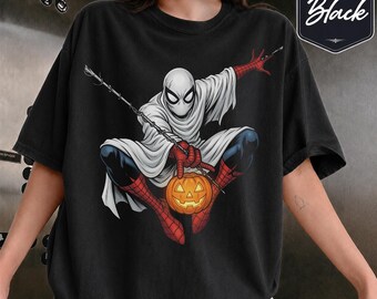 Vintage Amazing Spider-Man Halloween Comfort Colors Shirt, Superhero Ghost Tee, MCU Fan Gift, Pink Spiderman Graphic Shirt, Marvel Trip Tee