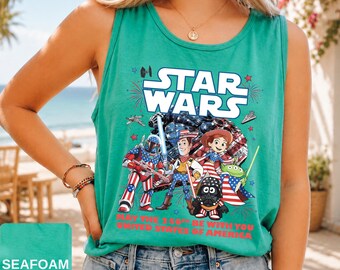 Retro Star Wars Toy Story 250 Years of America Tank Top, USA 1776 2026 Star Wars Characters Tank Top, May The 250th Be With You Tank Top