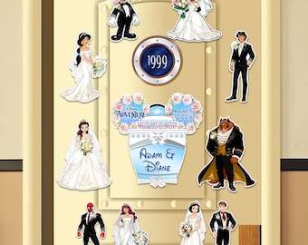 Imán personalizado de Mickey y Minnie recién casados, imán de luna de miel en crucero, imán de boda en crucero, imanes de boda de princesas, primer crucero