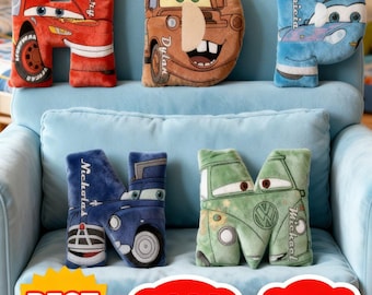 Personalized Cars Letter Pillow, Custom Lightning McQueen Name Pillow, Kids Cars Alphabet Pillow, Cartoon Pillow Gift, Boys Room Decor