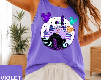 T-shirt débardeur personnages méchants Disney couleurs confort, débardeur collations Disney, débardeur Château Disney, débardeur fille Disneyworld