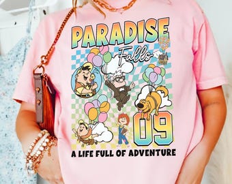 Retro Paradise Falls A Life Full of Adventure Up Movie T-Shirt, Disney Carl Fredricksen Russell Family Matching Tee, Disney Pixar Fest