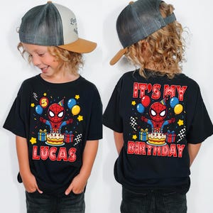 Camiseta vintage personalizada de Spiderman para cumpleaños de niño, camiseta de Disney Marvel Avengers, camiseta de Spiderman de Marvel, viaje de cumpleaños de Disney 2026, camiseta de Spiderman imagen 5