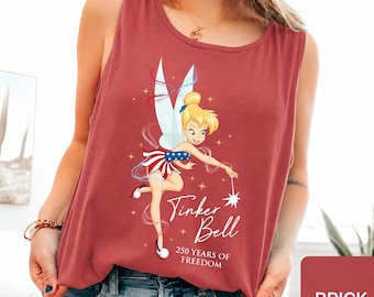 Tinkerbell 250th America Anniversary Comfort Colors Tank Top, Patriotic Disney Bow Tank Top, Disney Independence Day, 4th of July Tank Top