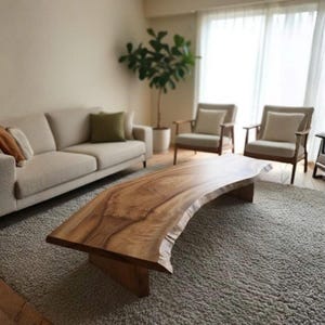 Live Edge Wooden Coffee Table Natural Solid Wood Rustic Home Decor Gift for Living Room