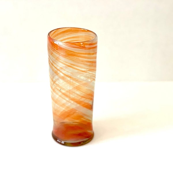 Vintage Mexican Orange Swirl Art Glass/Vase