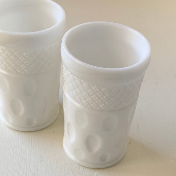 Thumbprint Milk Glass Tumblers-Two