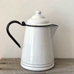 Antique French enamelware coffee pot - white 11¾ – Chez Pluie