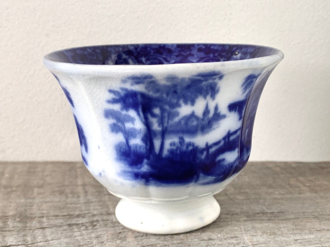 Antique Transferware Flow Blue Footed Teacup - Etsy