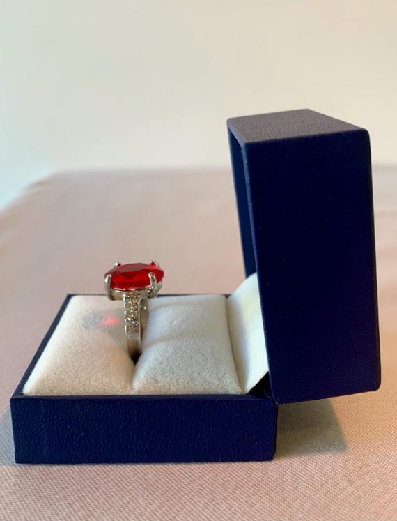Sterling Silver Lab-Created Ruby Ring – Size 6, O… - image 5