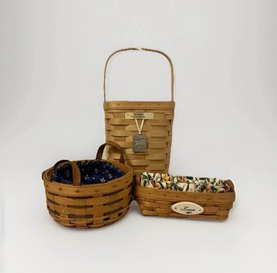 【希少フルセット】ロンガバーガー バスケット デニムライナー 2000年製 ロンガバーガー バスケットセット：1993年、1994年、2000年 手編み