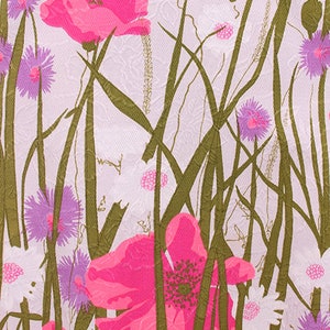 Vintage 1960's Bright Floral Print Maxi 60's Pink Tulip Print Dress Size XS image 4