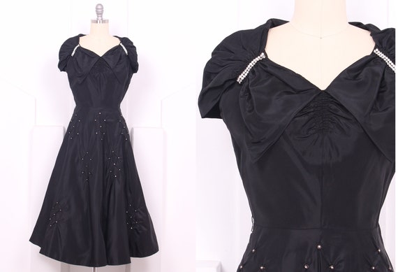 black taffeta cocktail dress