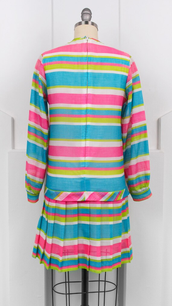 Vintage 1960's Stripe Mini Dress • Bright Pastel … - image 5