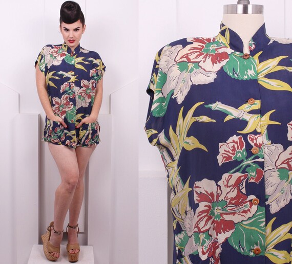 Vintage 1940's Waikiki Sports Blouse • 40's RARE H