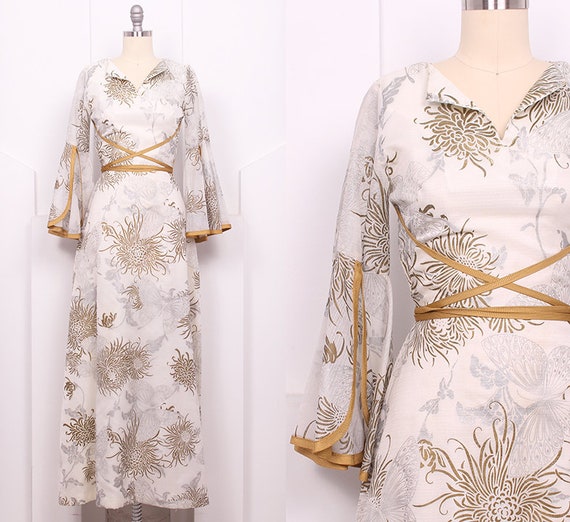 Vintage 1970's Shaheen Butterfly Maxi Dress • 70's