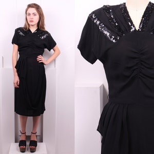 Vintage 1940's David Roth Original Black Rayon Cocktail - Etsy