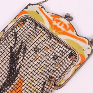 Vintage 1920's Whiting & Davis Orange Swirl Handbag 20's Designer Deco Mesh Purse image 4