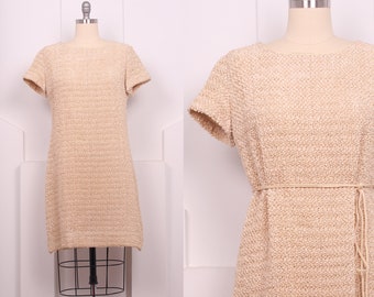 Vintage 1960s I. Magnin Boucle Sheath • Ivory Sheath Dress • Size XL
