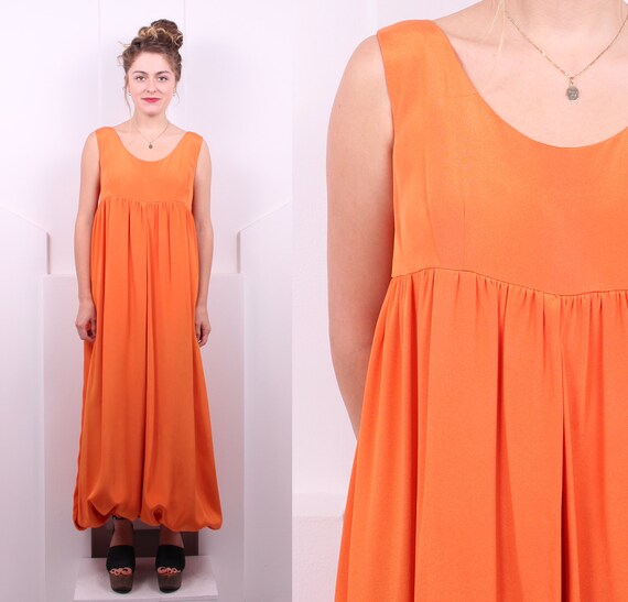 orange silk jumpsuit