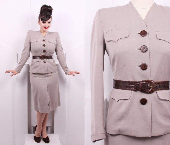 Vintage 1940's Best's Apparel Gabardine Suit Set •