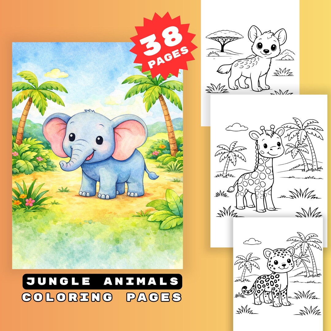 Jungle Animal Coloring Pages for Kids – Toddler Coloring, Jungle Party ...