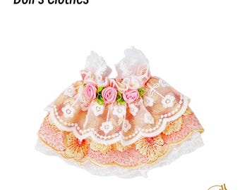 Vestido de encaje de 17 cm para princesa, hecho a mano, con tela de estilo babushka.