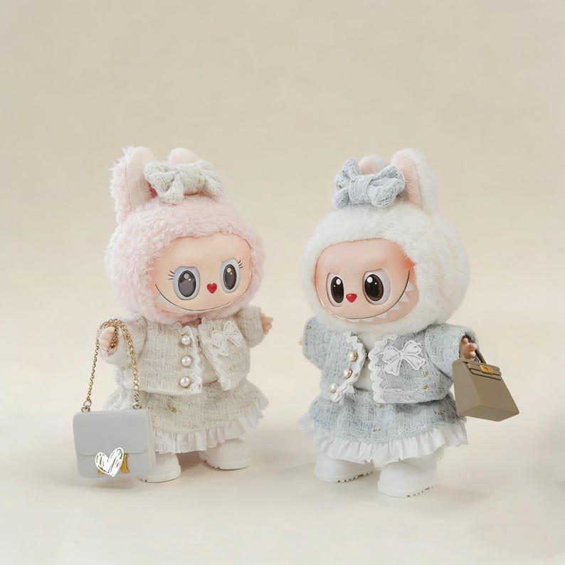 17cm Doll‘s Clothes,Chanel-style ensemble,Elegance, Fits LABUBU version1 2 3 Size,Fashion Classics, Comfort image 2