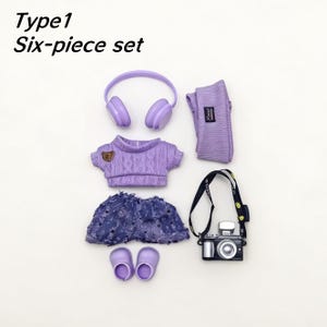 Conjunto de ropa de muñeca de crochet hecho a mano: apto para muñecas de 17 cm, minimoda, accesorios para muñecas, atuendo para muñecas. imagen 5