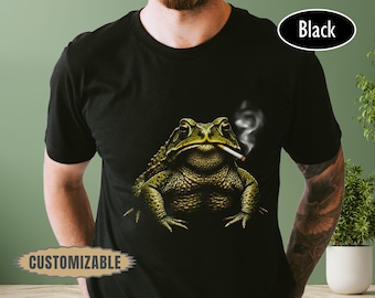 Smoking Frog Meme Shirt Retro Dark Humor T-Shirt Funny Amphibian Graphic Tee Comfort Colors Style Frog Lover Gift Weird Nature Unisex Tee