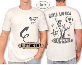 Personalized Soccer Shirt Custom Name Front And Back Statue Of Liberty Soccer Game Day Tee Comfort Colors® Sports Fan Gift Soccer Mom Shirt