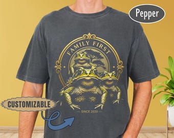 Custom Frog Family First Shirt Vintage Amphibian Family Tee Personalized Since Year Frog Lover Gift Comfort Colors Style Nature Parent Gift