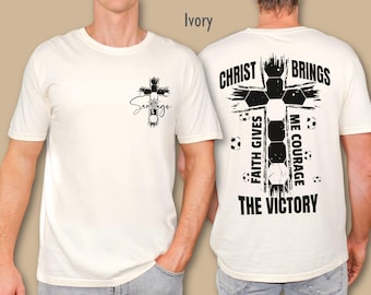Custom Christian Comfort Colors® Shirt, Religious and Soccer Mens Christian Tee, Jesus T-Shirt, Faith Courage Tee, Bible Verse Gift For Him
