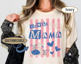 Bonus Mama Shirt Ransom Letters Bonus Mom Tee Personalized Stepmom Gift From Kids Mothers Day Gift Blended Family Shirt Custom Name Option